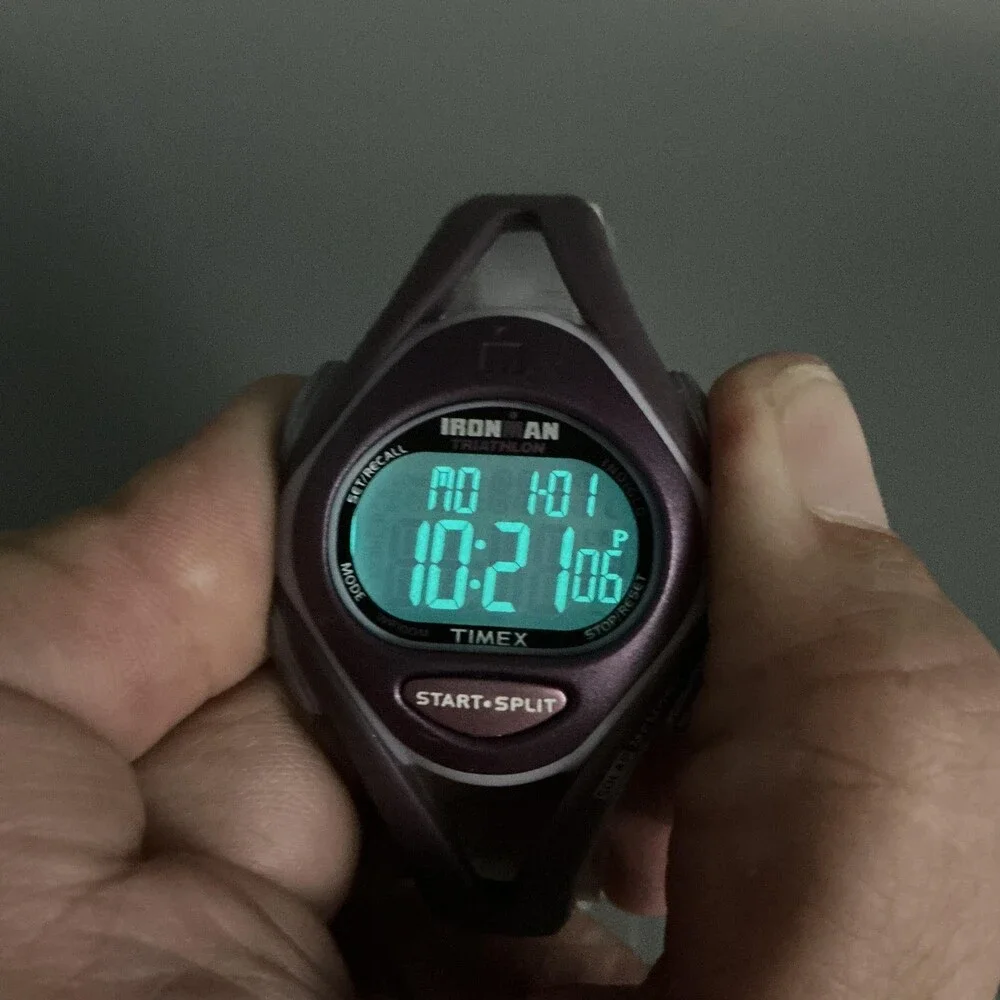 Timex Ironman Triathlon Women Watch 34mm Gray Digital Purple Indiglo New Battery